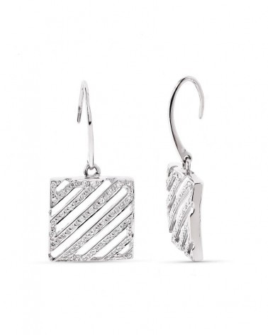 Pendientes oro blanco 18k circonita cierre gancho