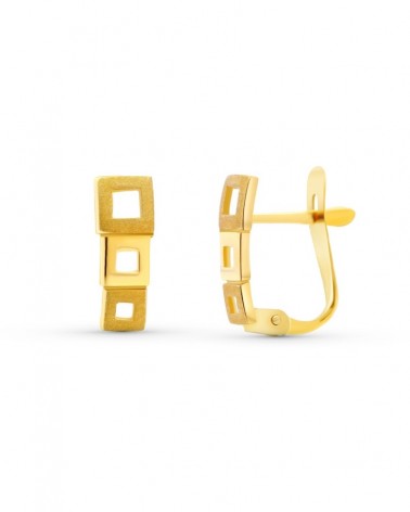 Pendientes oro 18k cuadrados cierre catalán niño 11x4mm