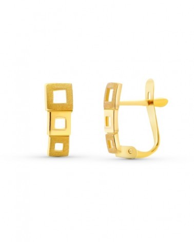 Pendientes oro 18k cuadrados cierre catalán niño 11x4mm