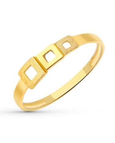 Sortija oro 18k amarillo cuadrados calados comunión