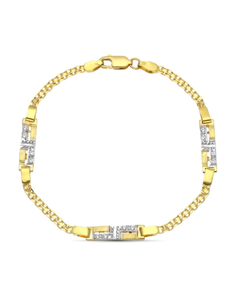 Pulsera oro 18k bicolor circonitas comunión niño