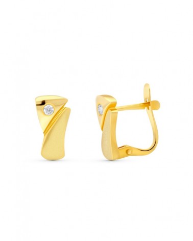 Pendientes oro 18k circonita niño comunión 11x6mm