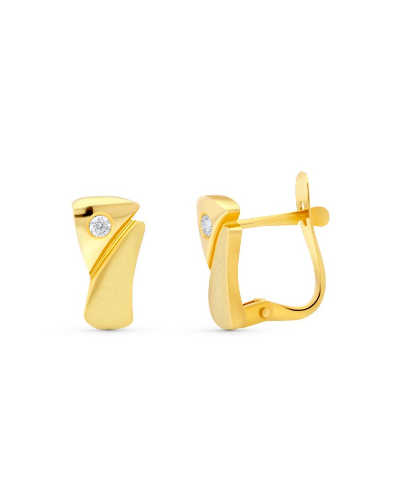 Pendientes oro 18k circonita niño comunión 11x6mm
