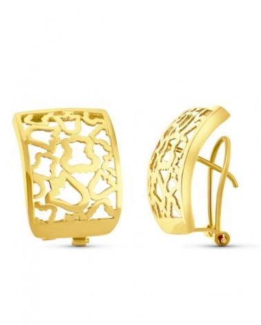 Pendientes oro 18k calados cierre omega 20x15 mm