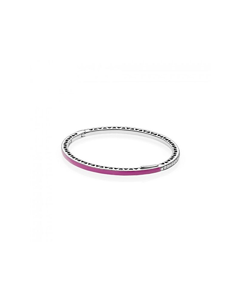 Pulsera rígida Pandora reversible esmalte rosa fucsia y circonitas 590537EN69