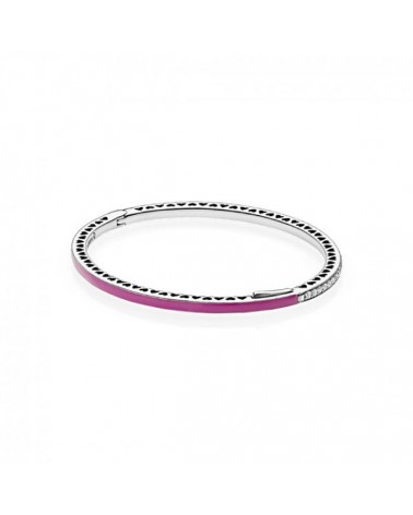 Pulsera rígida Pandora reversible esmalte rosa fucsia y circonitas 590537EN69