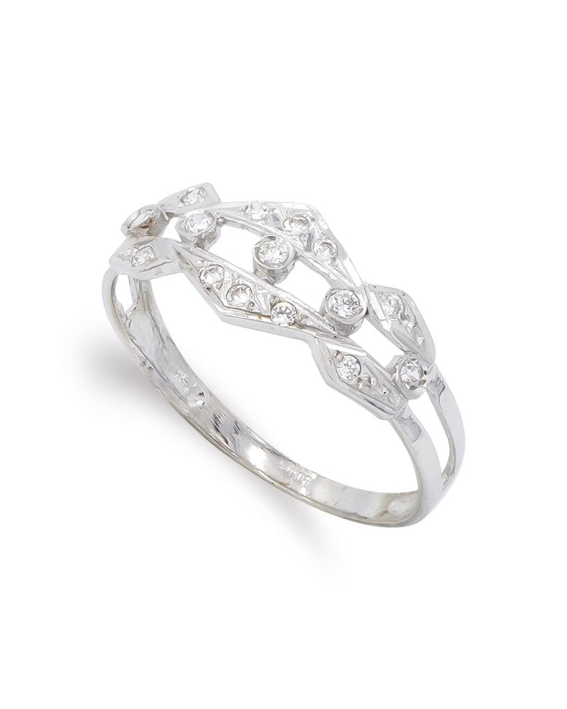 Sortija oro blanco 18k circonitas 7,5mm