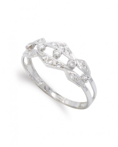 Sortija oro blanco 18k circonitas 7,5mm