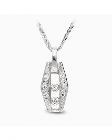 Gargantilla oro blanco 18k circonitas diseño calado