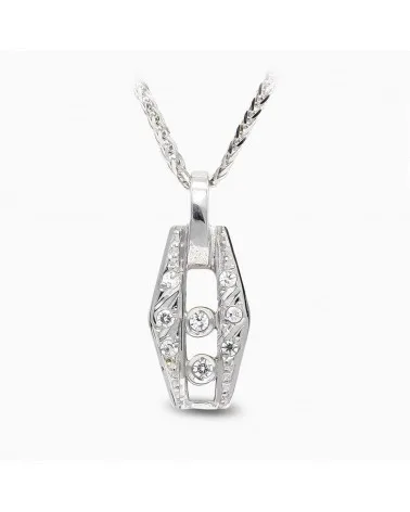Gargantilla oro blanco 18k circonitas diseño calado