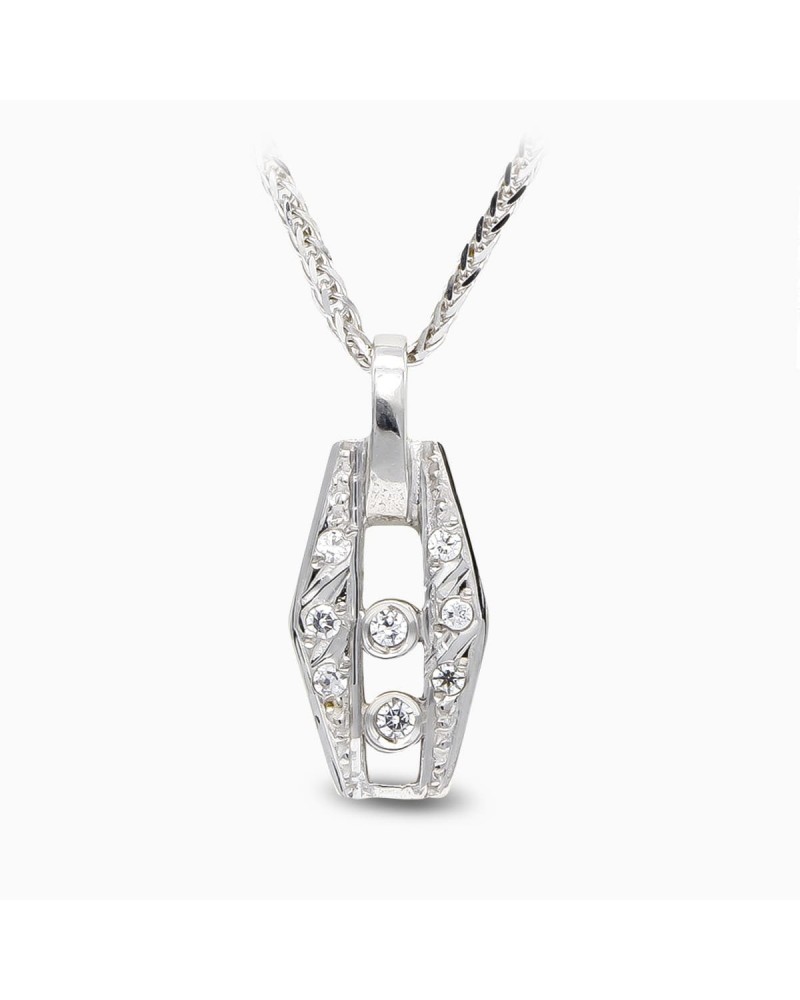 Gargantilla oro blanco 18k circonitas diseño calado