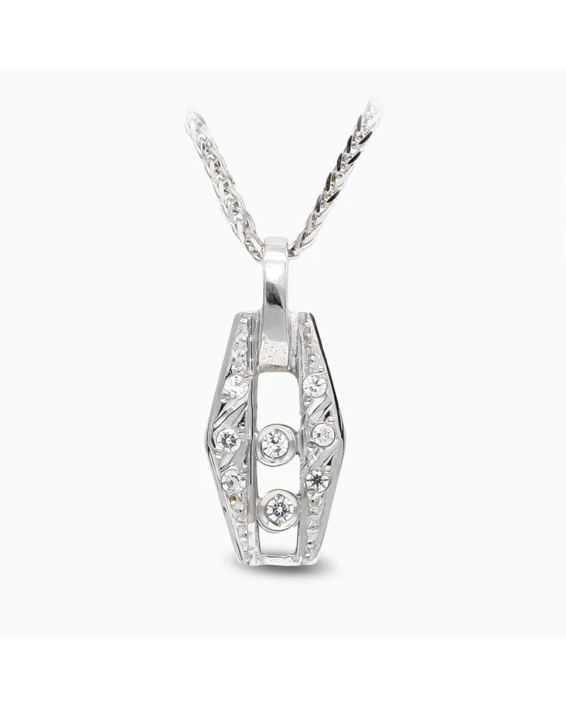 Gargantilla oro blanco 18k circonitas diseño calado