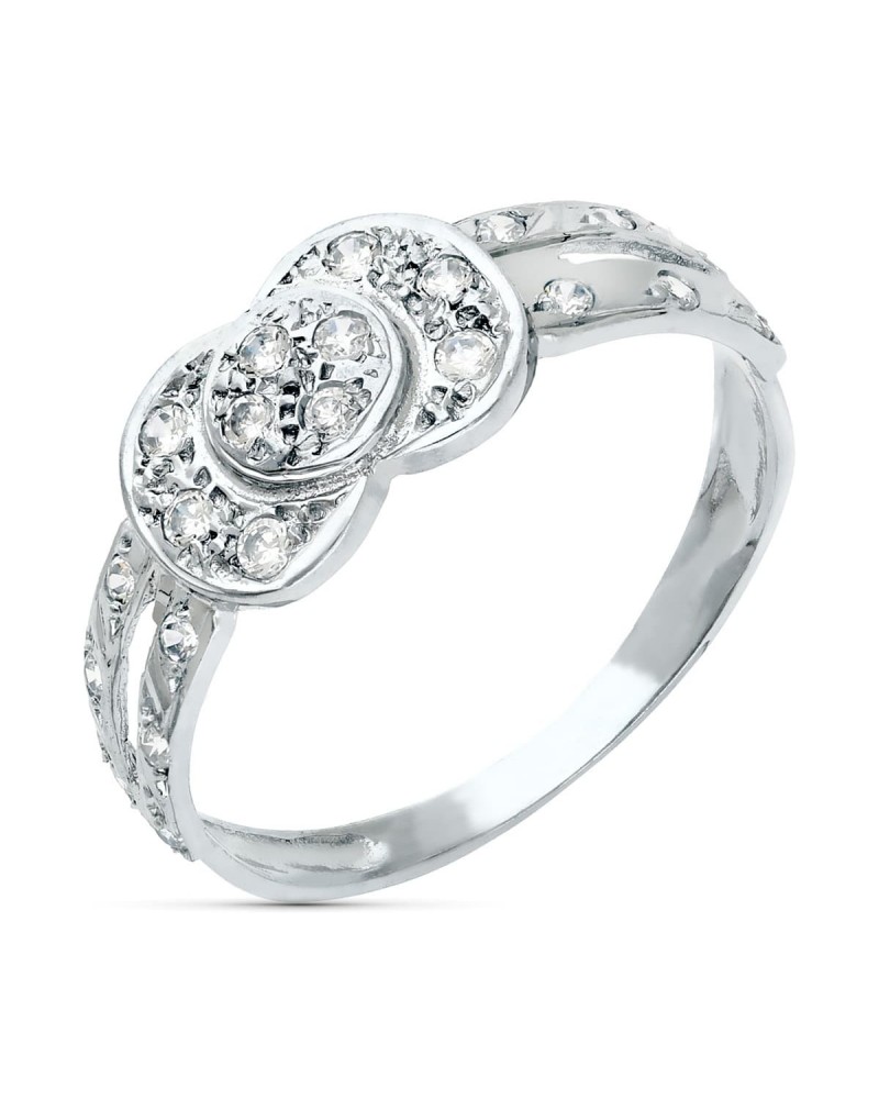 Sortija oro blanco 18k circonitas ancho 7,5mm