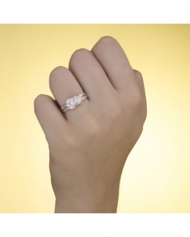 Sortija oro blanco 18k circonitas ancho 7,5mm