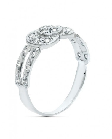 Sortija oro blanco 18k circonitas ancho 7,5mm