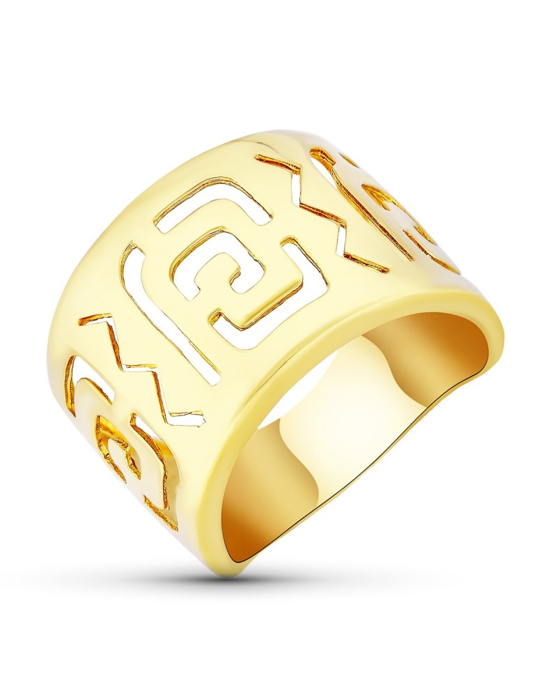 Sortija oro 18k amarillo motivos calados ancho 15mm