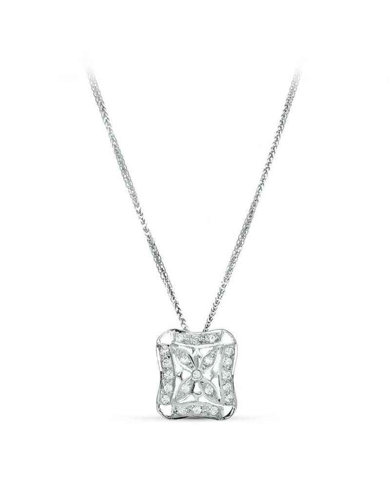 Gargantilla oro blanco 18k motivo cuadrado 45cm