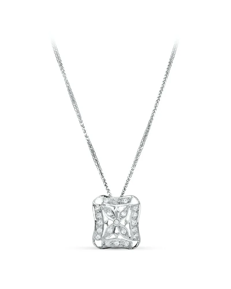 Gargantilla oro blanco 18k motivo cuadrado 45cm