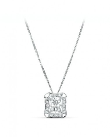 Gargantilla oro blanco 18k motivo cuadrado 45cm