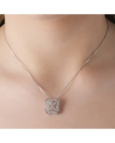 Gargantilla oro blanco 18k motivo cuadrado 45cm