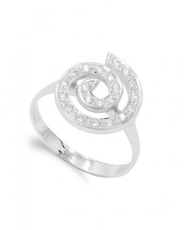 Sortija oro blanco 18k espiral circonitas 14,5 mm