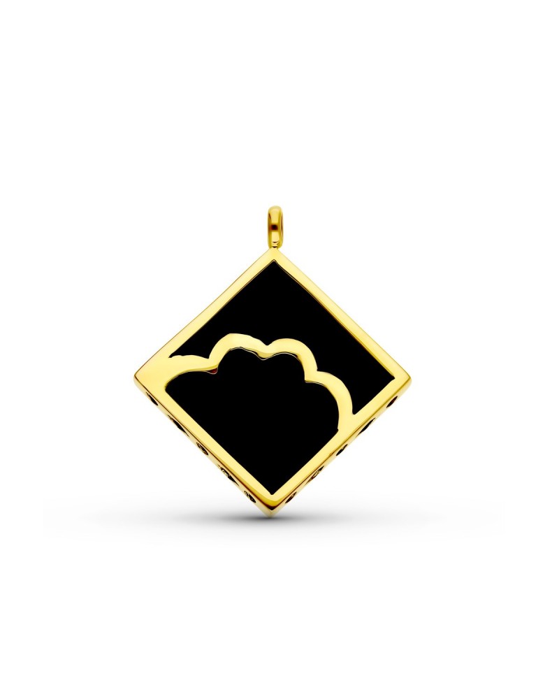 Colgante oro 18k diseño nube ébano cuadrado