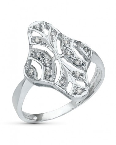 Sortija oro blanco 18k motivo lanzadera circonitas 20x15mm