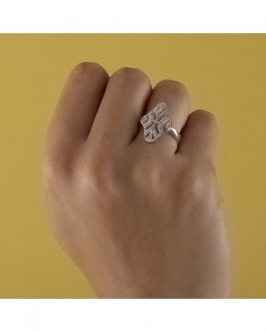 Sortija oro blanco 18k motivo lanzadera circonitas 20x15mm