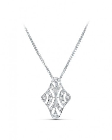Gargantilla oro blanco 18k circonita motivo rombo 45cm