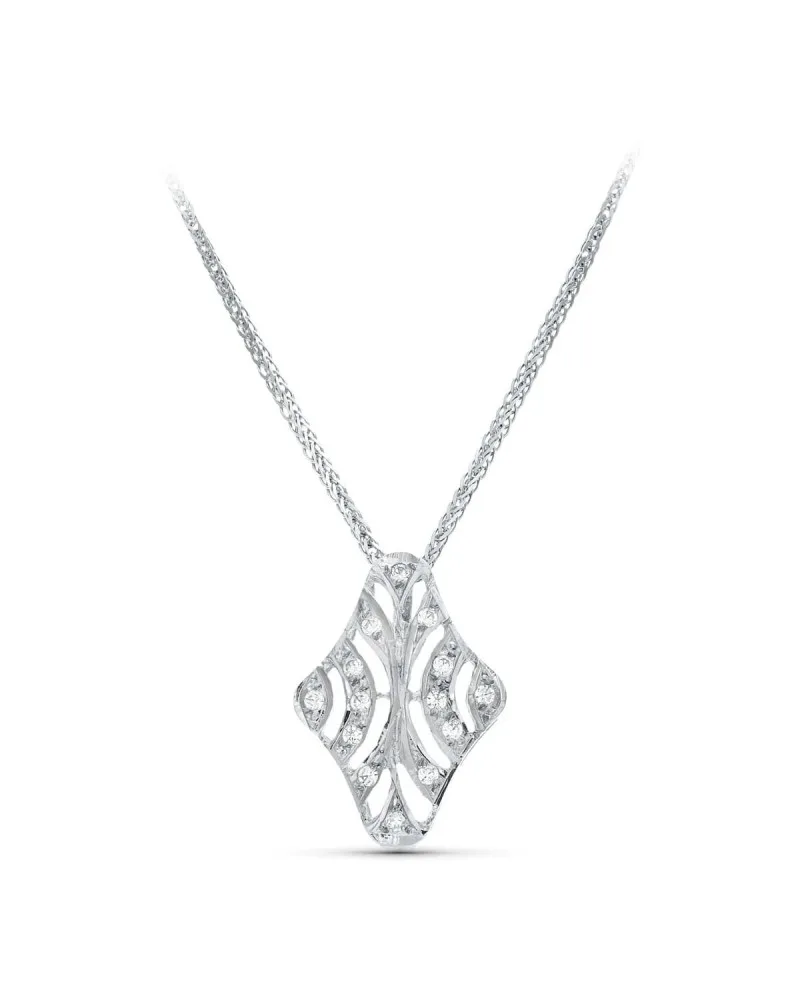 Gargantilla oro blanco 18k circonita motivo rombo 45cm