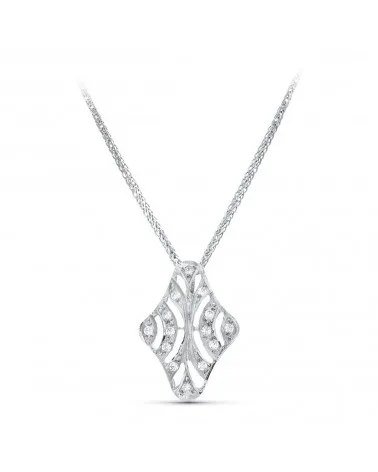 Gargantilla oro blanco 18k circonita motivo rombo 45cm