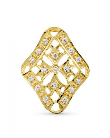 Colgante oro 18k rombo circonitas caladas