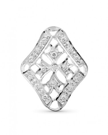 Colgante oro blanco 18k rombo circonita