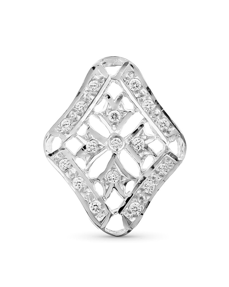 Colgante oro blanco 18k rombo circonita