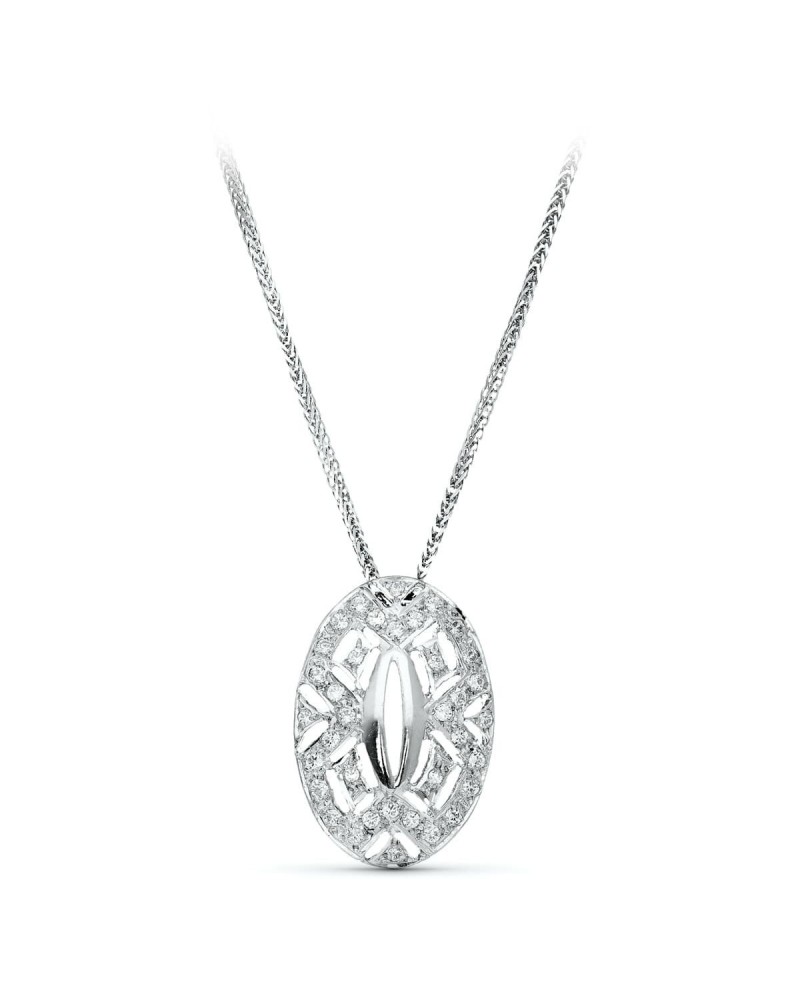 Gargantilla oro blanco 18k circonitas diseño ovalado 45cm