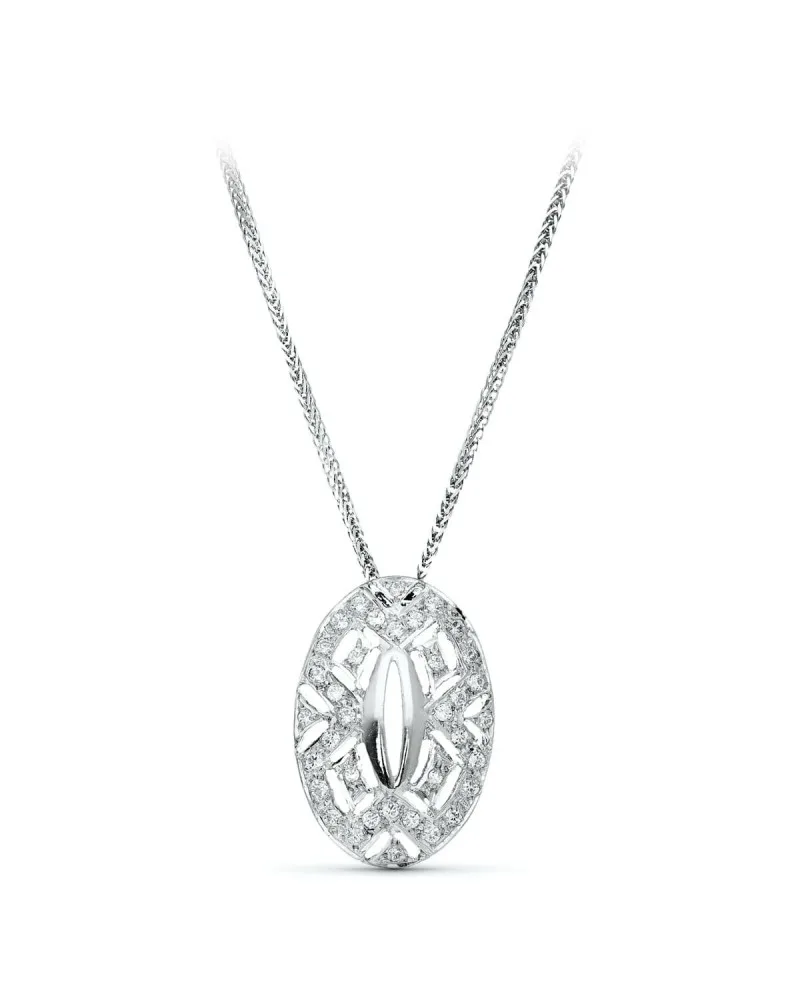 Gargantilla oro blanco 18k circonitas diseño ovalado 45cm