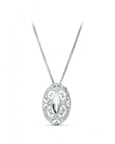 Gargantilla oro blanco 18k circonitas diseño ovalado 45cm
