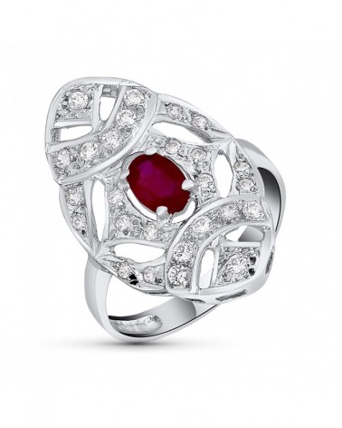 Sortija oro blanco 18k lanzadera piedra fina circonitas 24mm
