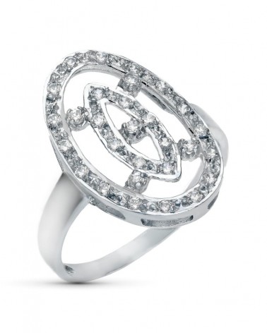 Sortija oro blanco 18k motivo lanzadera circonitas 21x14mm