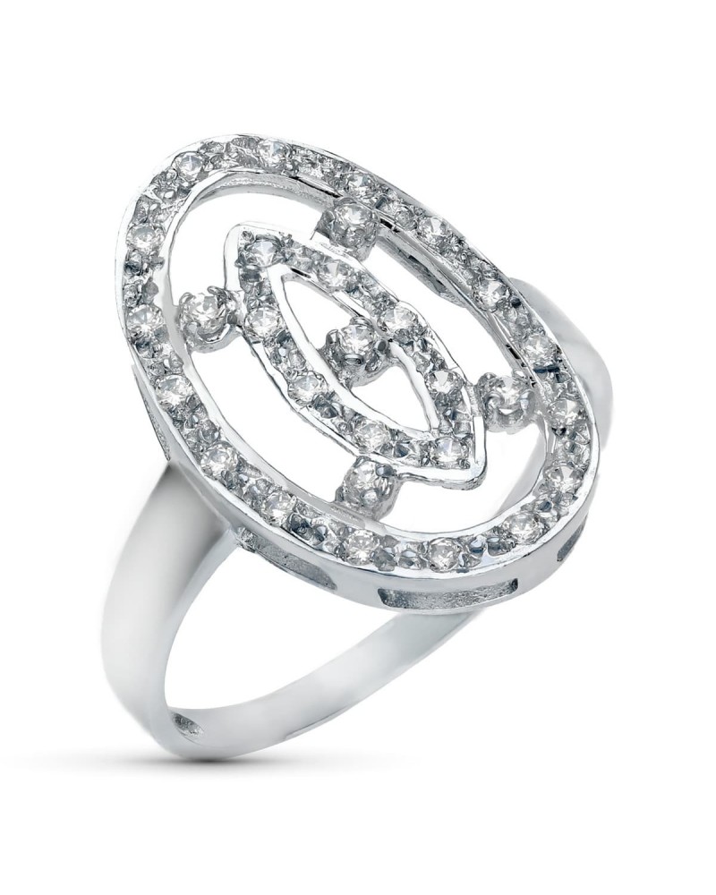 Sortija oro blanco 18k motivo lanzadera circonitas 21x14mm