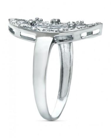 Sortija oro blanco 18k motivo lanzadera circonitas 21x14mm