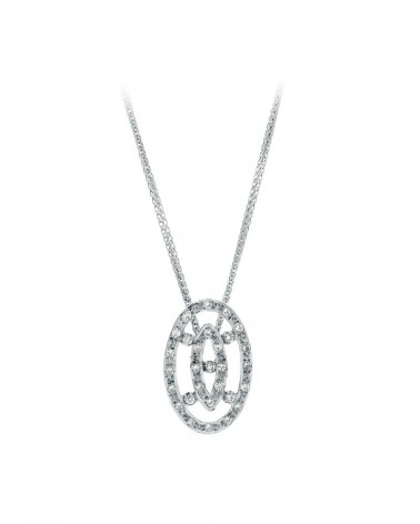 Gargantilla oro blanco 18k circonita diseño oval 45 cm