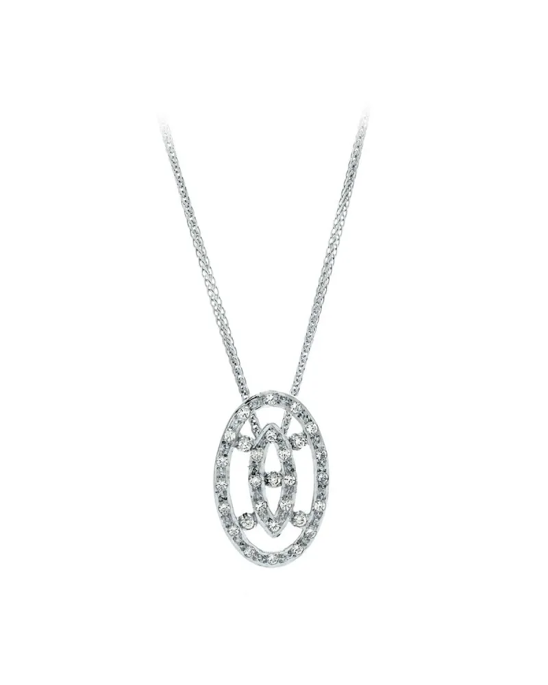 Gargantilla oro blanco 18k circonita diseño oval 45 cm