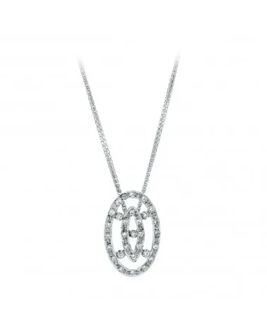Gargantilla oro blanco 18k circonita diseño oval 45 cm