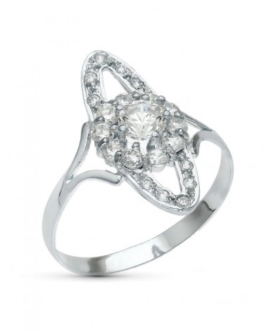 Sortija oro blanco 18k motivo calado circonitas 20mm