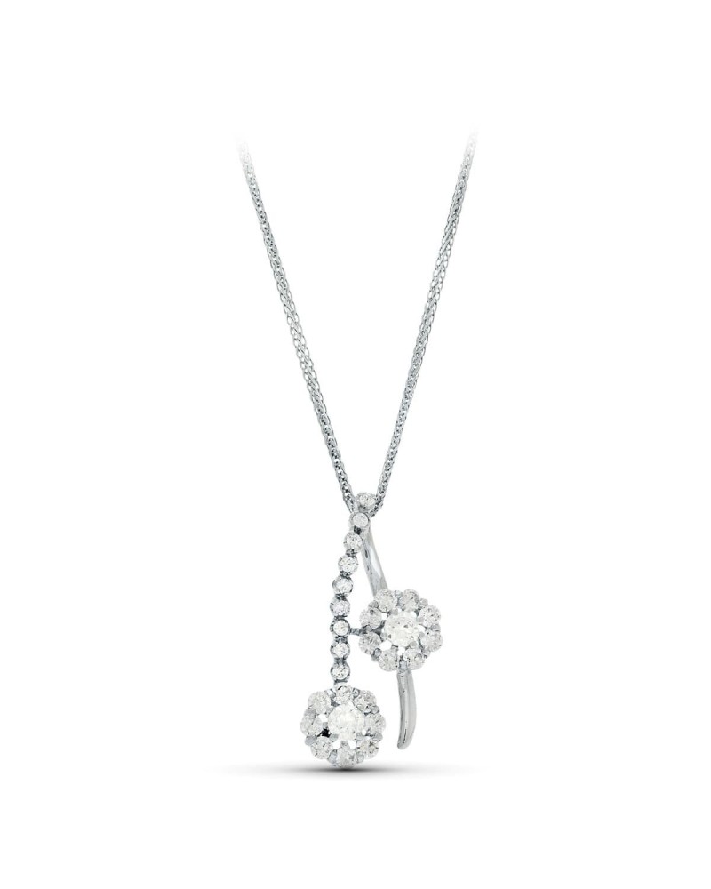 Gargantilla oro blanco 18k circonitas diseño floral 45cm