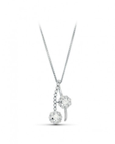 Gargantilla oro blanco 18k circonitas diseño floral 45cm