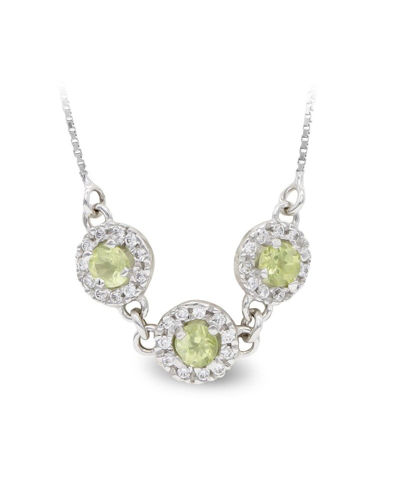 Gargantilla oro blanco 18k tres rosetones circonita