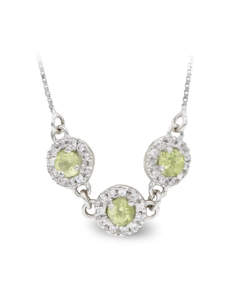 Gargantilla oro blanco 18k tres rosetones circonita