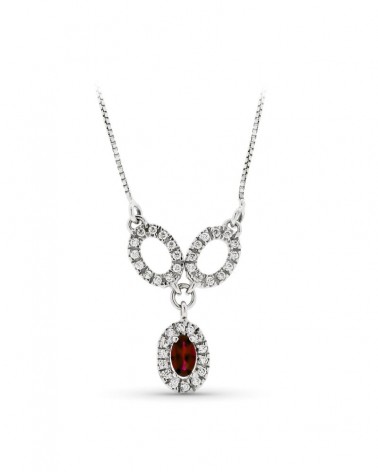 Gargantilla oro blanco 18k círculos circonita